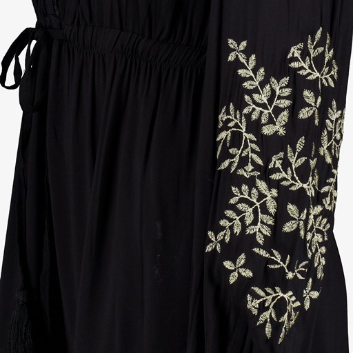 Dames jurk met geborduurde details zwart