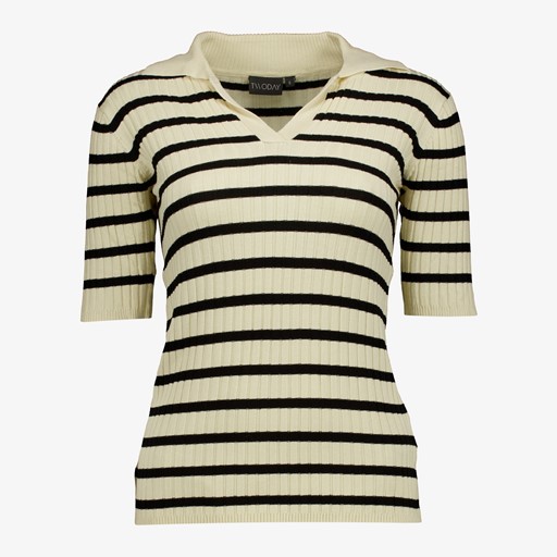 Dames trui met wit met zwarte strepen