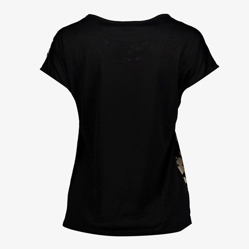 Dames T-shirt zwart met bloemenprint
