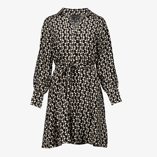 Dames jurk zwart met retro print