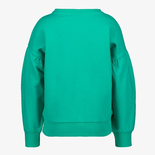 Meisjes sweater groen met bloemen