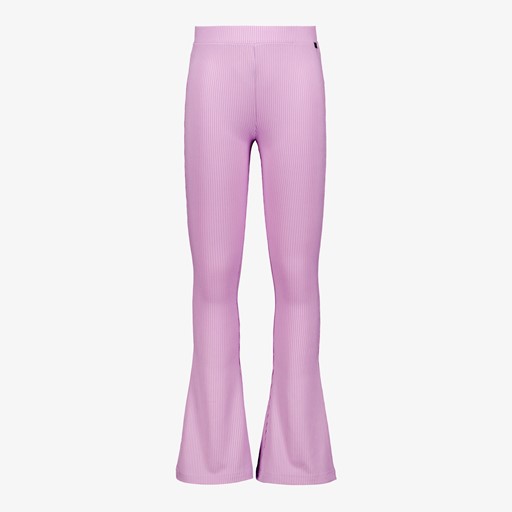 Meisjes flared rib broek lichtpaars