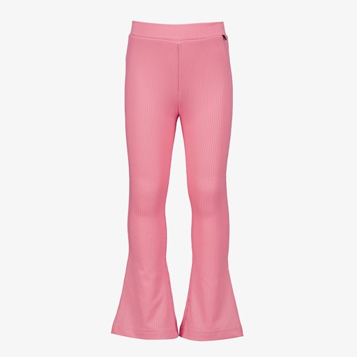 Meisjes flared rib broek roze