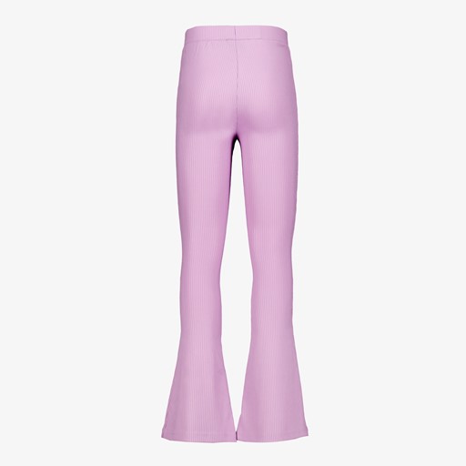 Meisjes flared rib broek lichtpaars