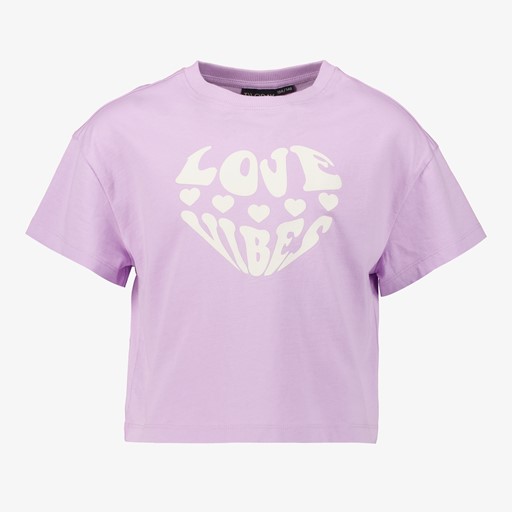 Meisjes T-shirt paars met tekst