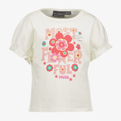 Meisjes T-shirt met bloemen en glitters
