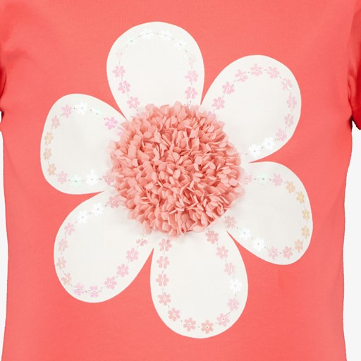 Meisjes T-shirt rood met bloem