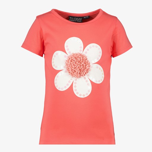 Meisjes T-shirt rood met bloem