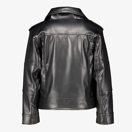 Meisjes PU bikerjas zwart