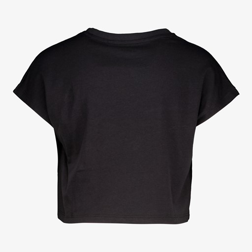 Meisjes cropped sport T-shirt zwart/roze