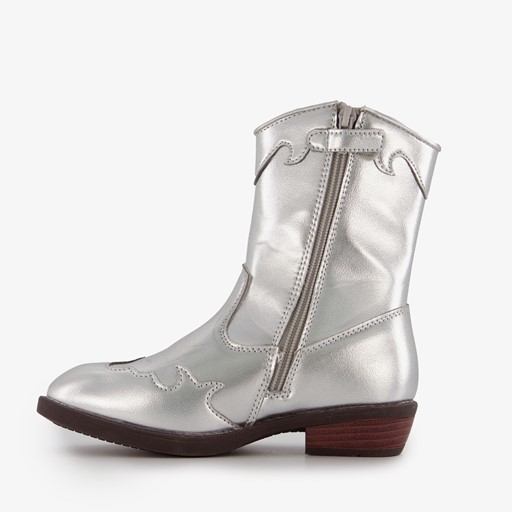Meisjes western boots zilveren metallic