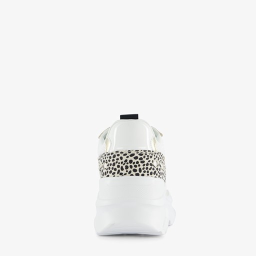 Meisjes dad sneakers wit en zilver