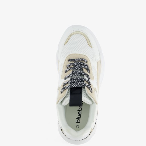 Meisjes dad sneakers wit en zilver