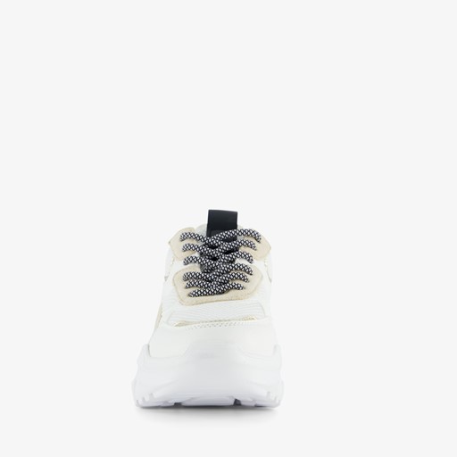 Meisjes dad sneakers wit en zilver