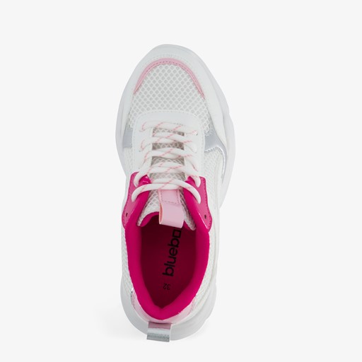 Meisjes dad sneakers wit en beige