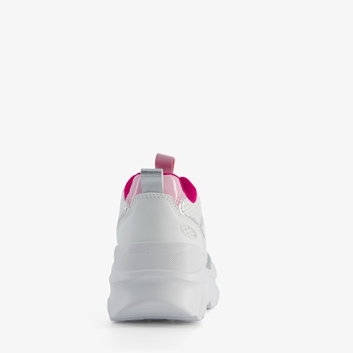 Meisjes dad sneakers wit en beige