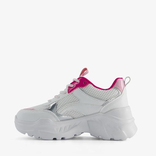 Meisjes dad sneakers wit en beige