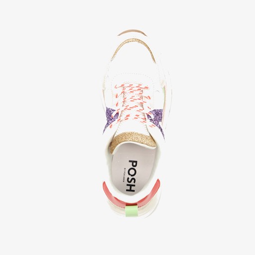 Meisjes dad sneakers wit roze