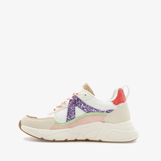 Meisjes dad sneakers wit roze