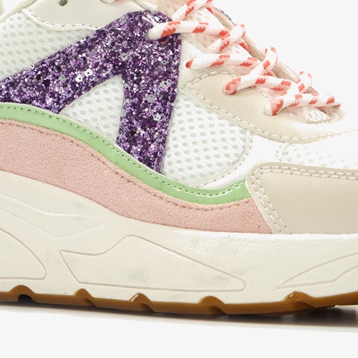 Meisjes dad sneakers wit roze