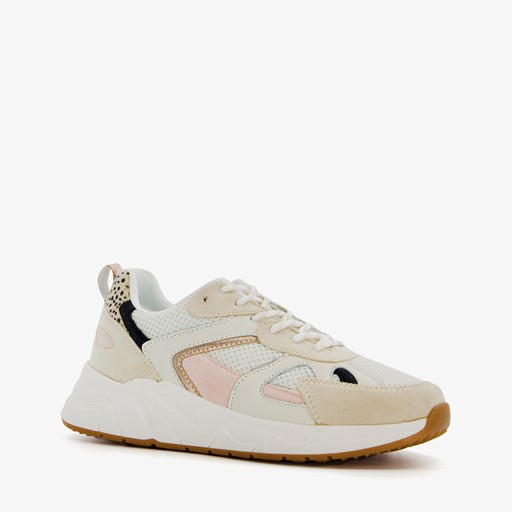 Dames sneakers beige met panterprint