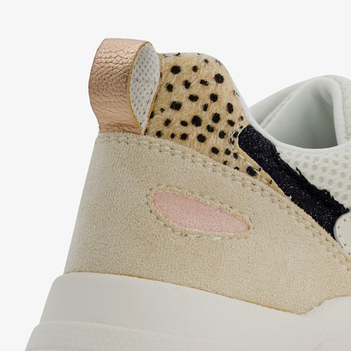 Dames sneakers beige met panterprint