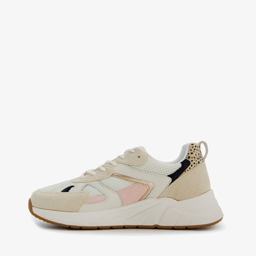 Dames sneakers beige met panterprint