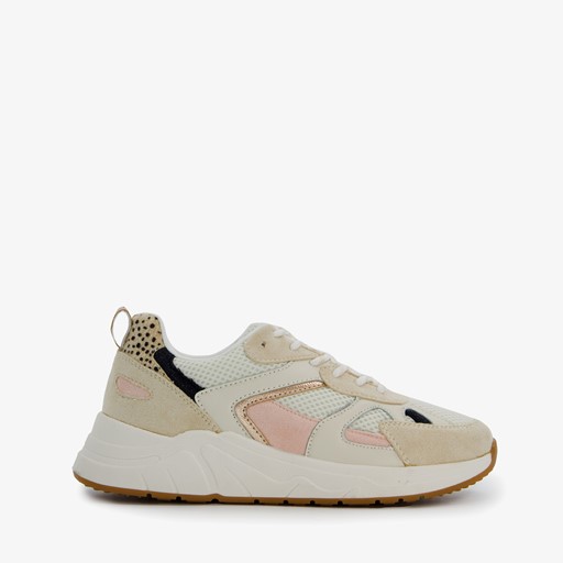 Dames sneakers beige met panterprint