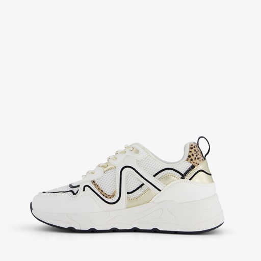 Dames dad sneakers wit met gouden details