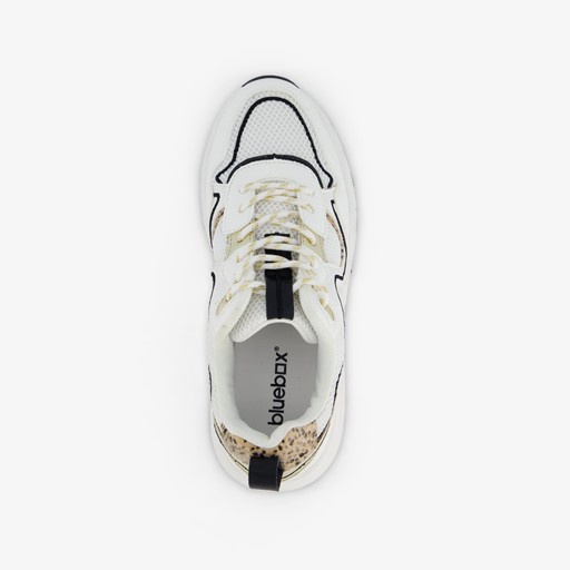 Dames dad sneakers wit met gouden details