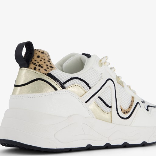 Dames dad sneakers wit met gouden details