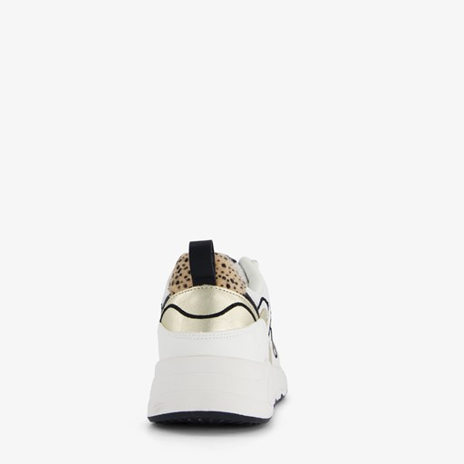 Dames dad sneakers wit met gouden details