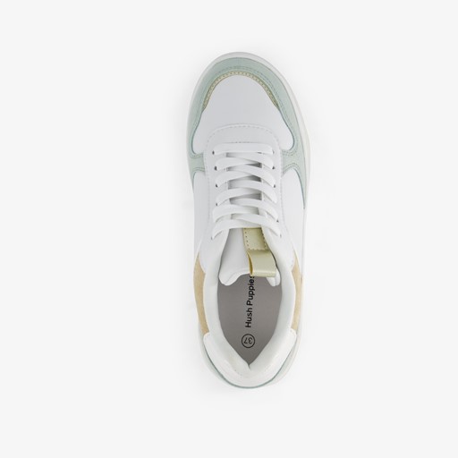 Leren dames sneakers wit/pastel
