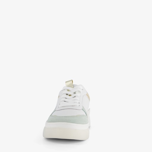 Leren dames sneakers wit/pastel