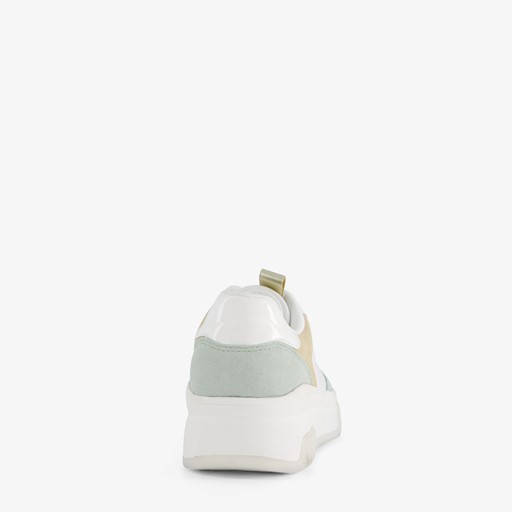 Leren dames sneakers wit/pastel