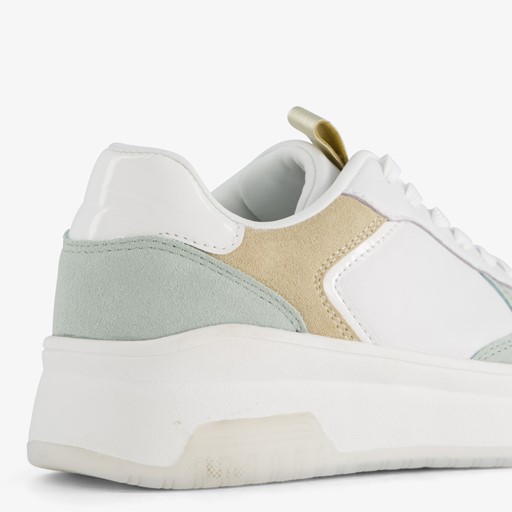 Leren dames sneakers wit/pastel