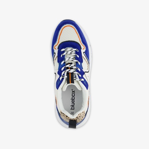 Dames dad sneakers blauw met panterprint