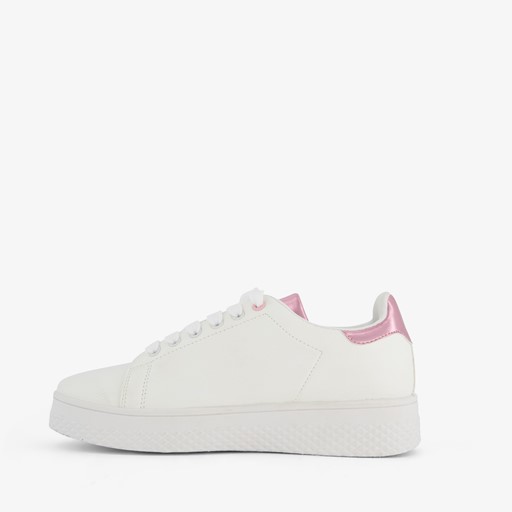 Dames sneakers wit met metallic roze
