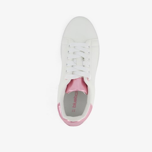 Dames sneakers wit met metallic roze