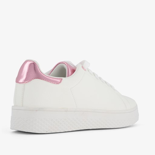 Dames sneakers wit met metallic roze