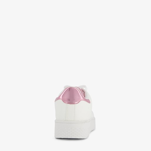Dames sneakers wit met metallic roze