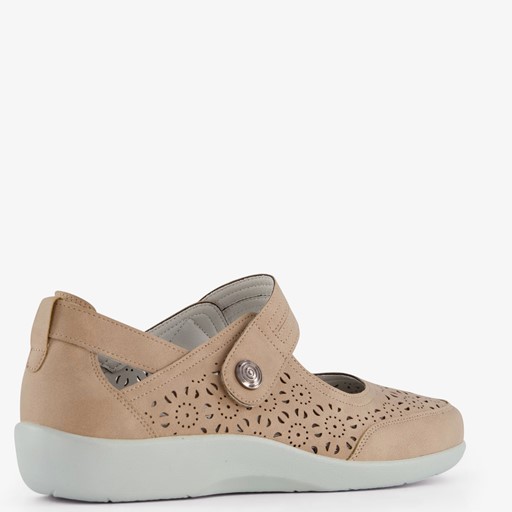 Dames ballerina's met klittenband beige