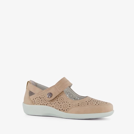 Dames ballerina's met klittenband beige