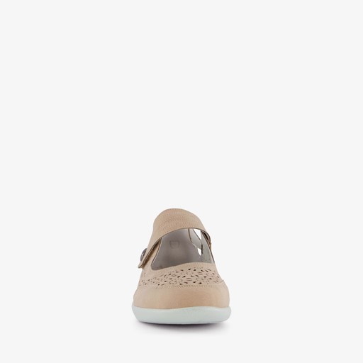 Dames ballerina's met klittenband beige