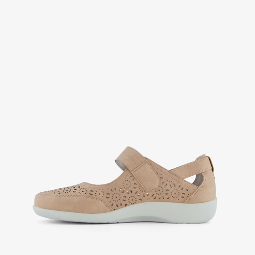 Dames ballerina's met klittenband beige