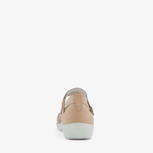 Dames ballerina's met klittenband beige