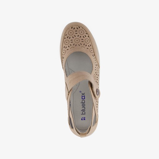 Dames ballerina's met klittenband beige