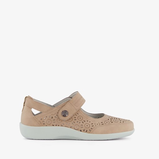 Dames ballerina's met klittenband beige