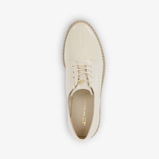 Dames lak veterschoenen beige