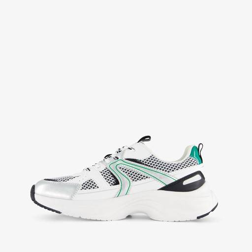 Dames dad sneakers wit zilver